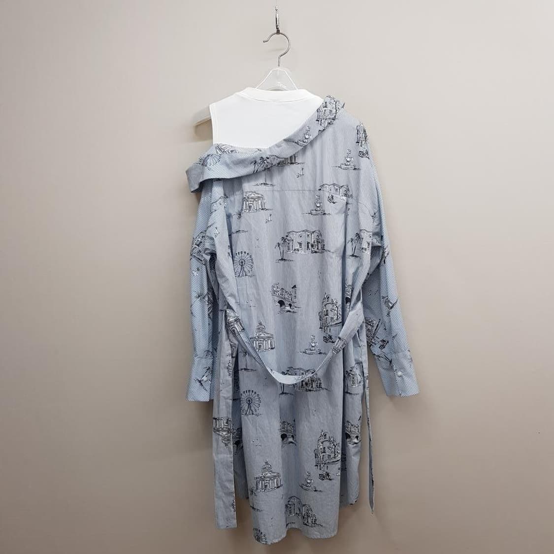 마쥬 maje 오프숄더 스트라이프 프린트 셔츠 원피스 1사이즈 상품이미지6