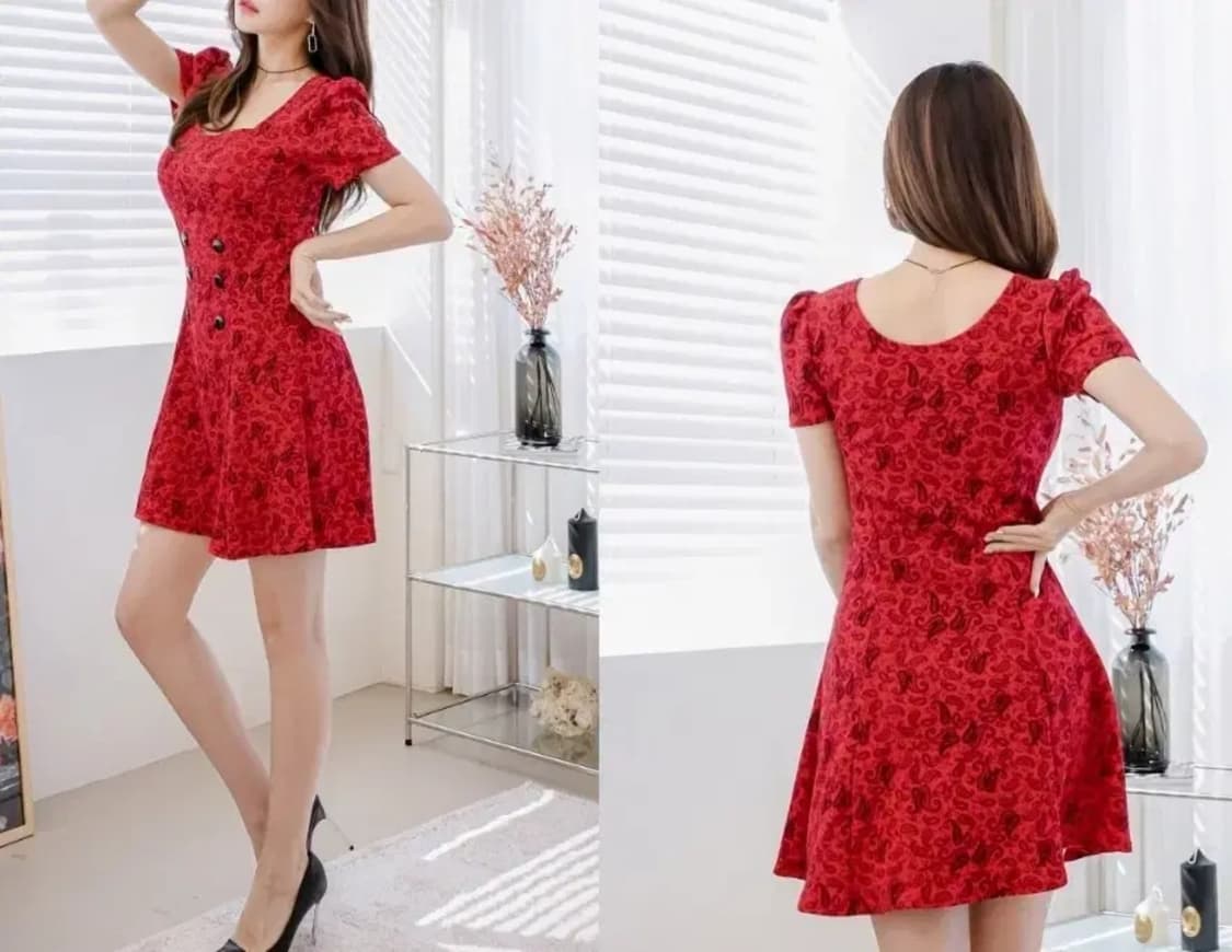 채핏 레드 미니원피스 상품이미지3