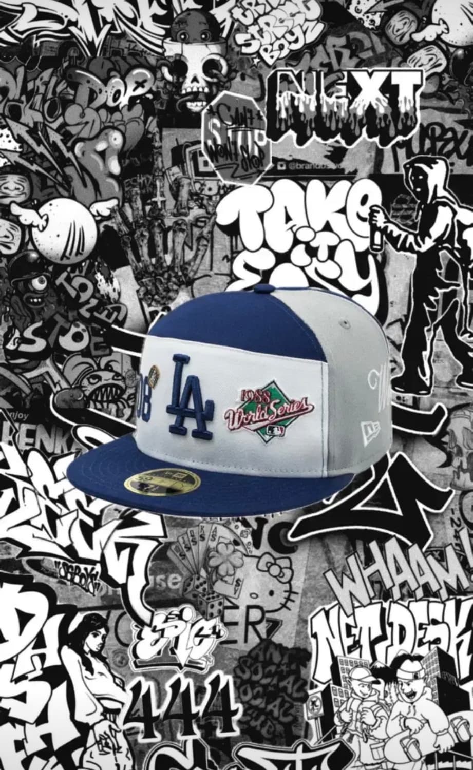 MLB LA 다저스 스크립트 스플릿 패널 피티드캡 상품이미지1