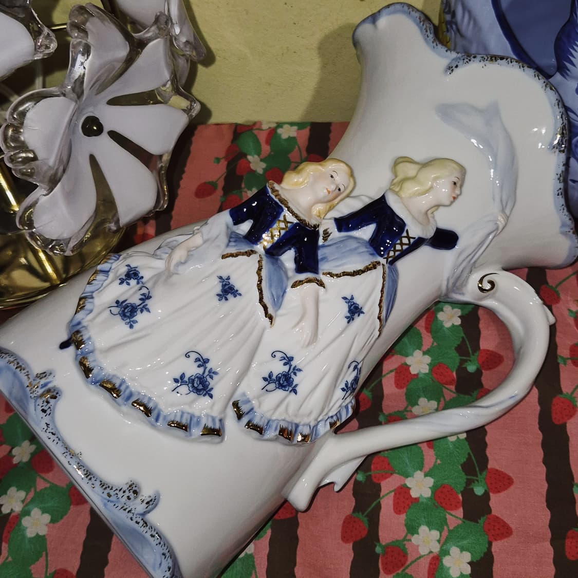 80s 이탈리아 드먼 여인 포셀린 대형 화병 상품이미지10