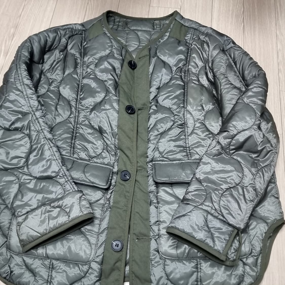 미군 카키색 퀼팅 자켓 간절기 깔깔이 아우터(105) 상품이미지1