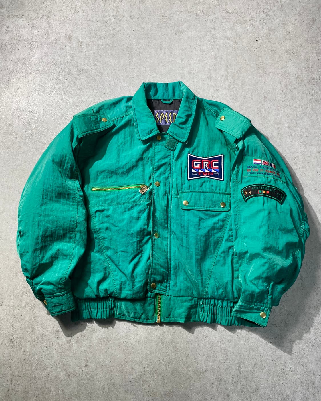 [M] 8-90s SPEED 빈티지 나일론 레이싱 자켓 상품이미지1