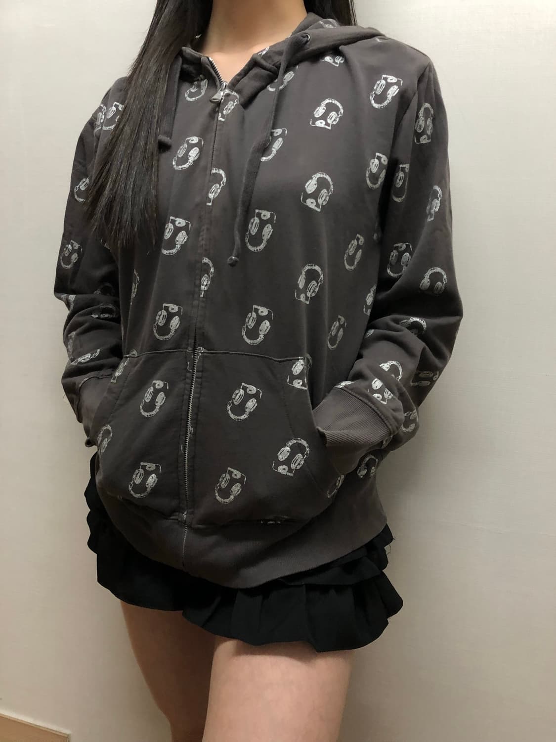 빈티지 그레이 펑크 후드집업 상품이미지6