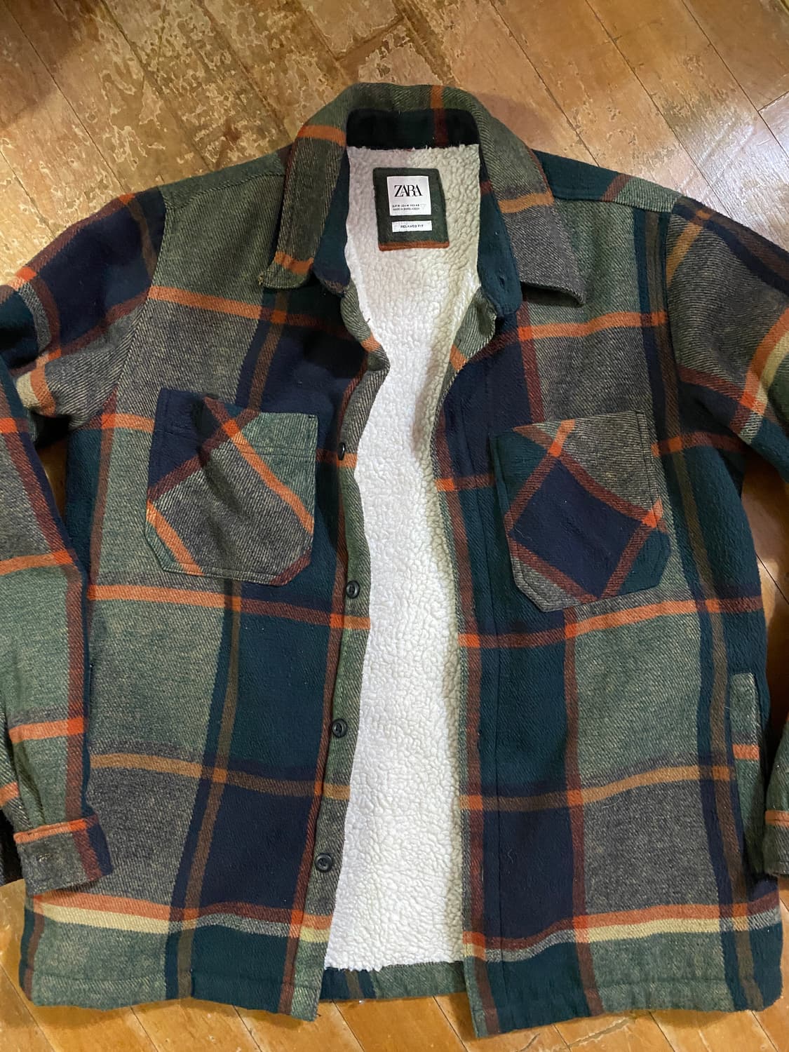 자라 플리스 안감 체크 셔켓 M (105) 상품이미지1