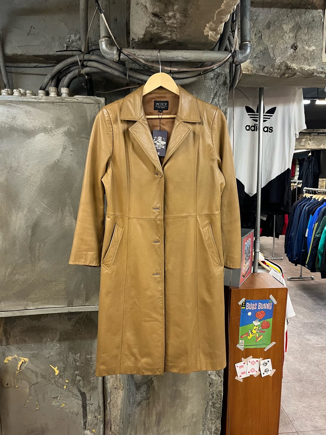 빈티지 레더 롱 자켓 카멜 #csz2838 상품이미지1
