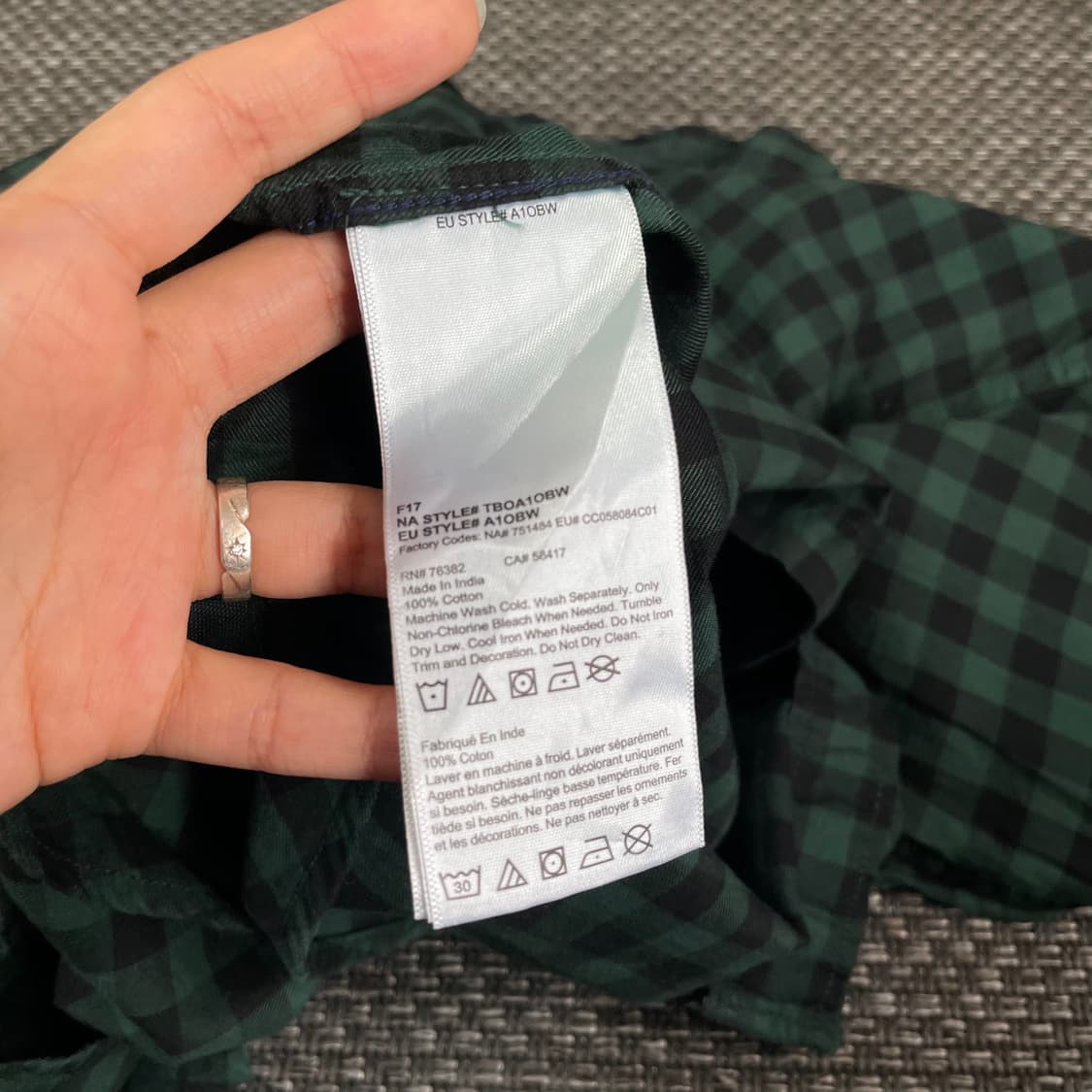 팀버랜드 그린 블랙 체크 긴팔 셔츠 슬림핏 XL 상품이미지6