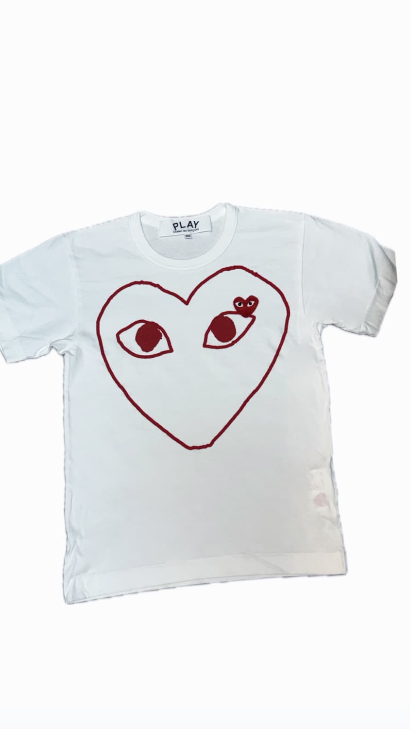 플레이 꼼데가르송 더블 하트 코튼 스트레이트 티셔츠 (xxs) 상품이미지1