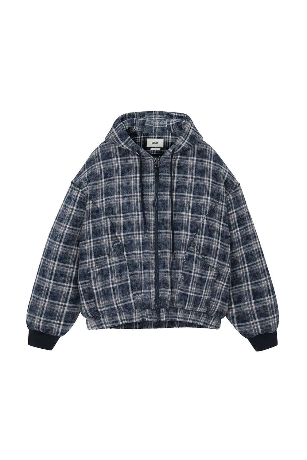 다이닛 체크 패딩 자켓 네이비 상품이미지1