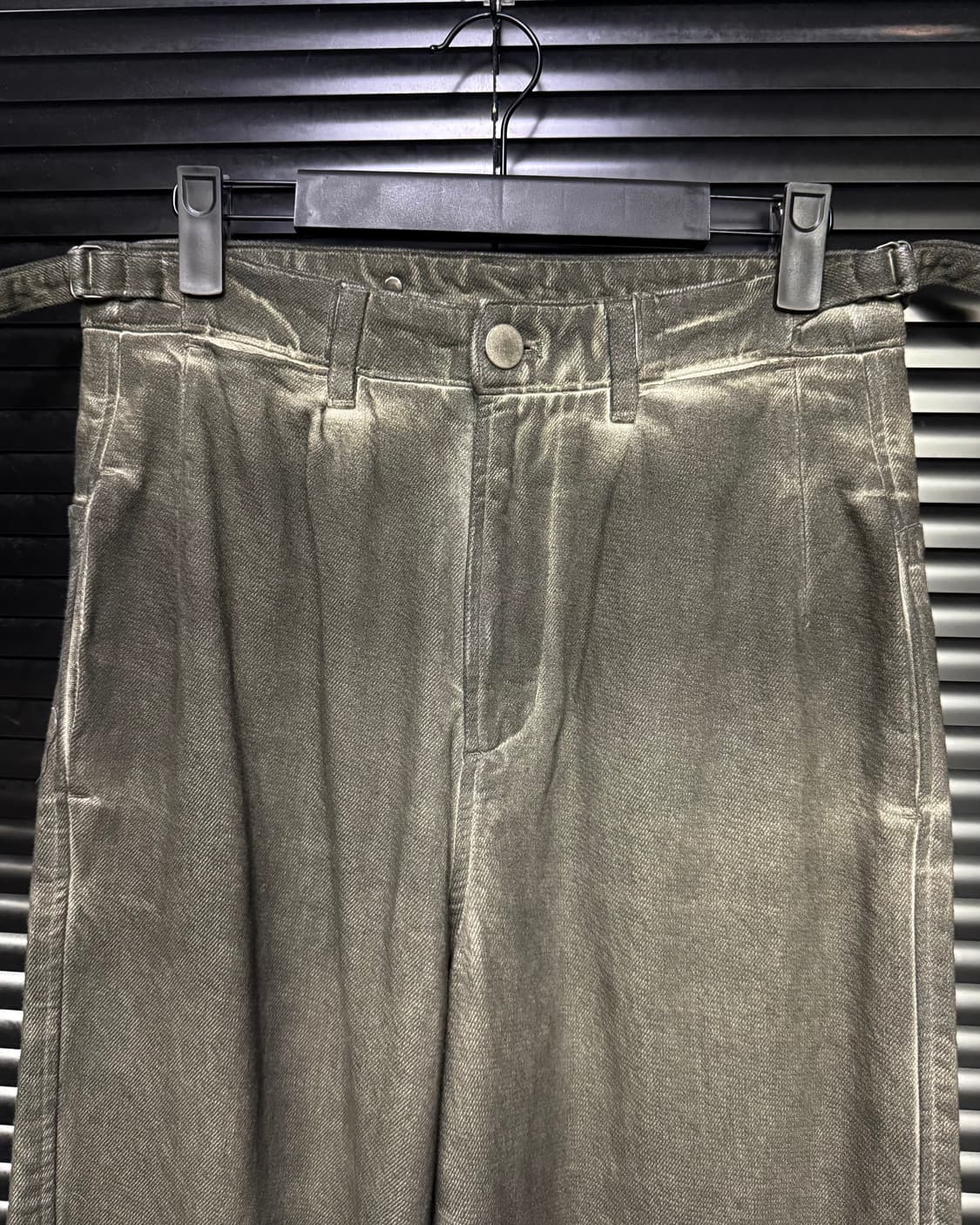 폴리테루 카키 워시드 더티 워싱 와이드 벌룬 워크 팬츠 29 30 고시마 상품이미지3