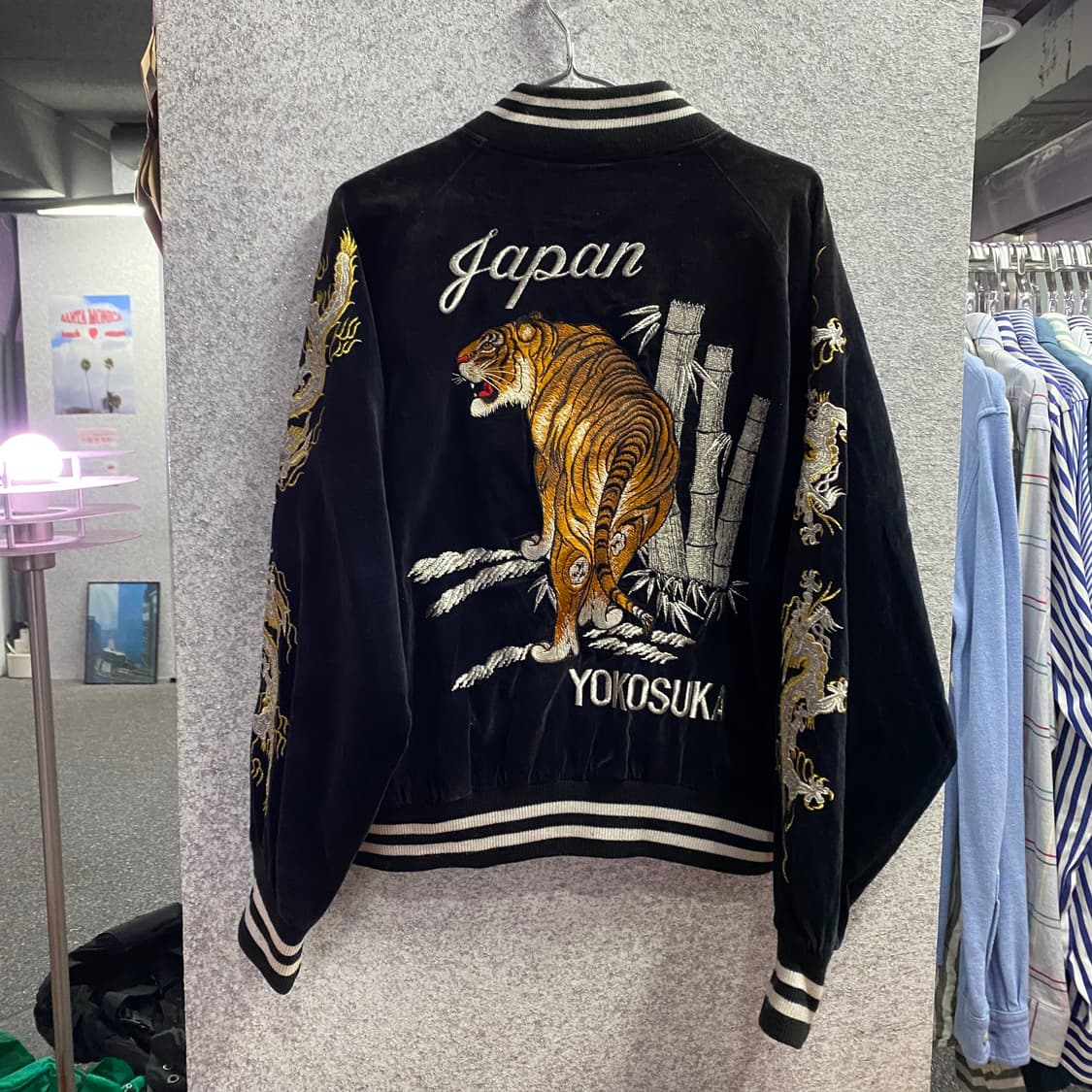 JPN 빈티지 타이거 자수 벨벳 스카쟌 B4337  상품이미지4