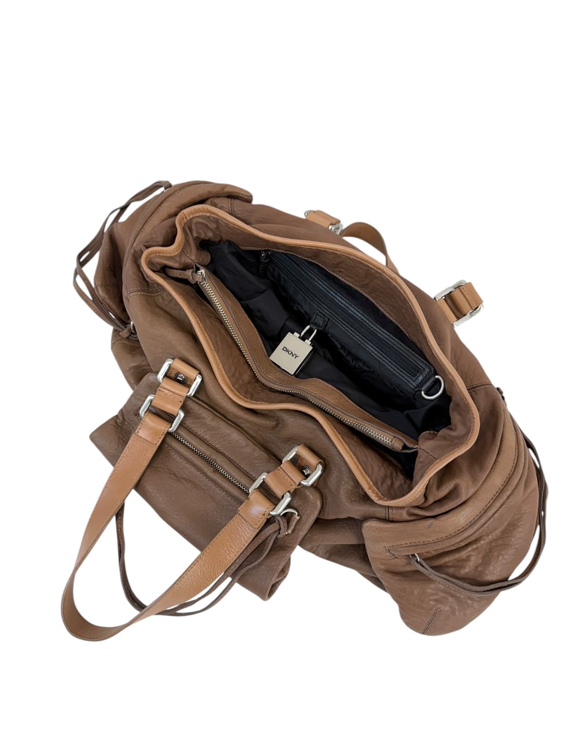 Dkny 브라운 레더 자물쇠 백 상품이미지2