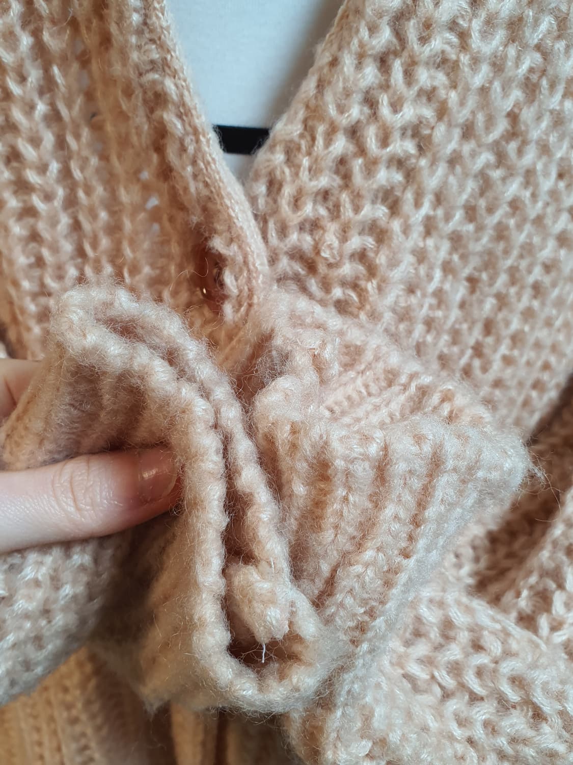 [빈티지] 루즈핏 롱 니트 가디건 피치핑크 뜨개가디건 상품이미지3