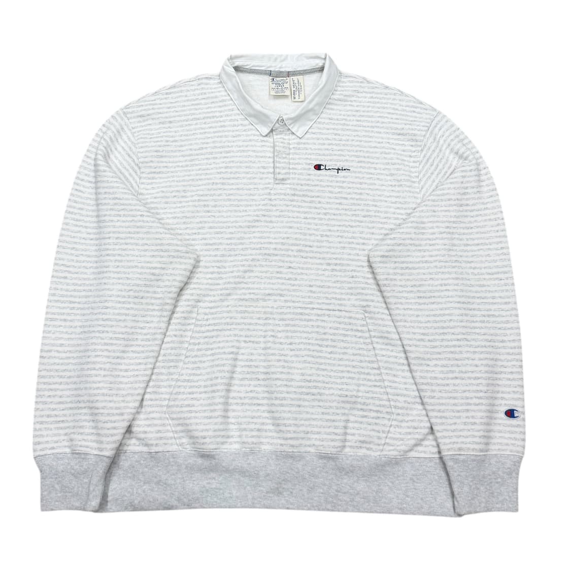 챔피온 리버스위브 스트라이프 럭비 PK 기모 맨투맨 그레이 L 상품이미지1