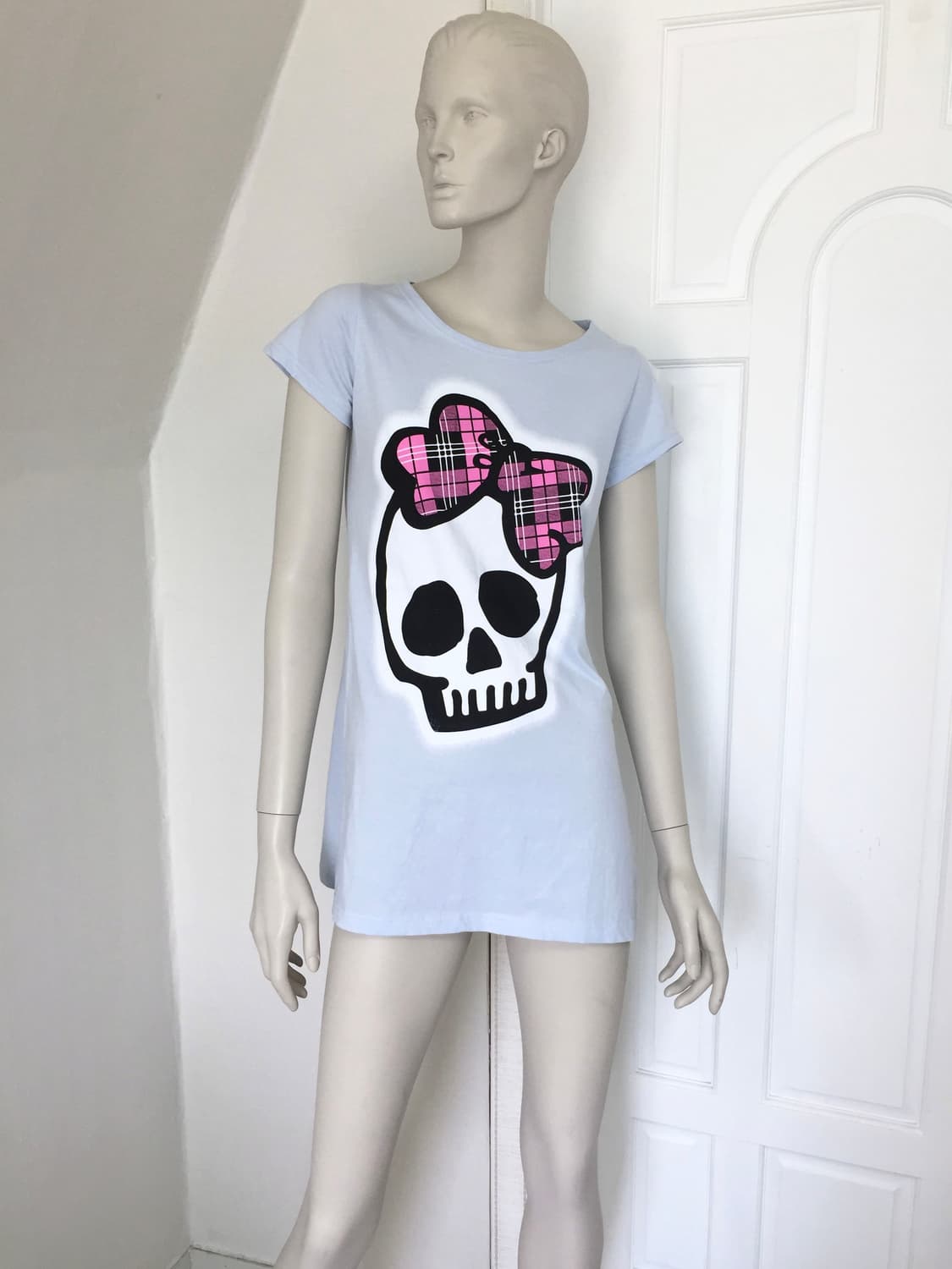 Big Skull Blue Graphic Long Tee 상품이미지1