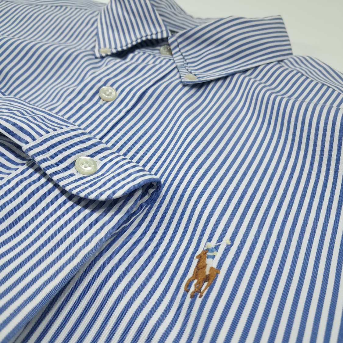 CL539 XL 폴로 90s 홍콩판 스트라이프 클래식 블루 셔츠 남방 상품이미지4