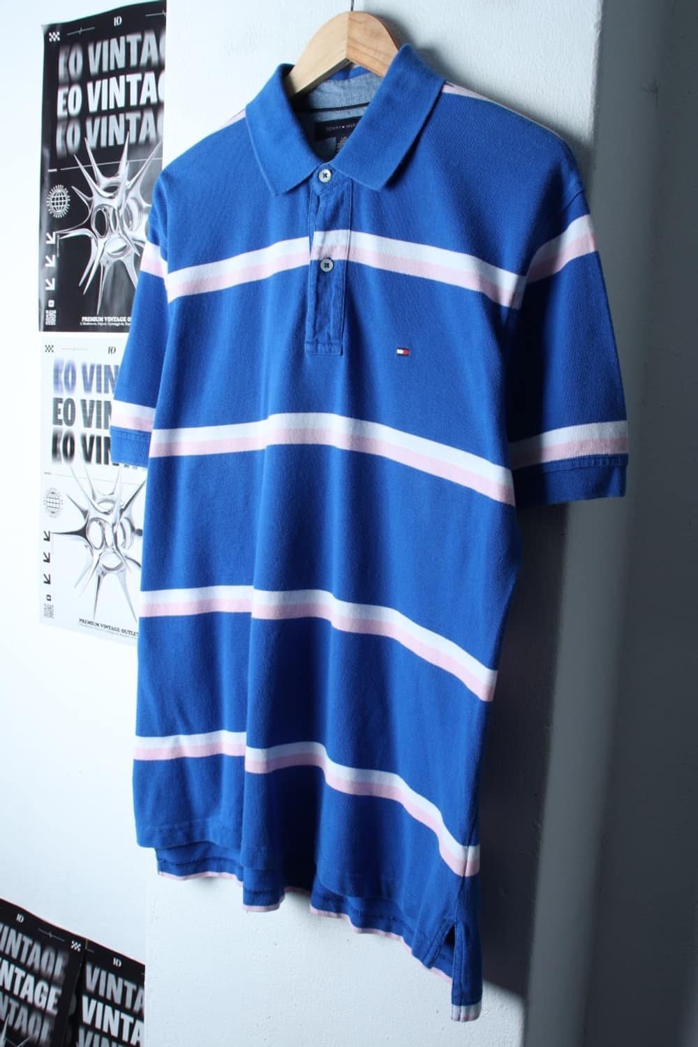 (L-XL) 타미힐피거 반팔 카라 티셔츠 스트라이프 블루-H30289 상품이미지1