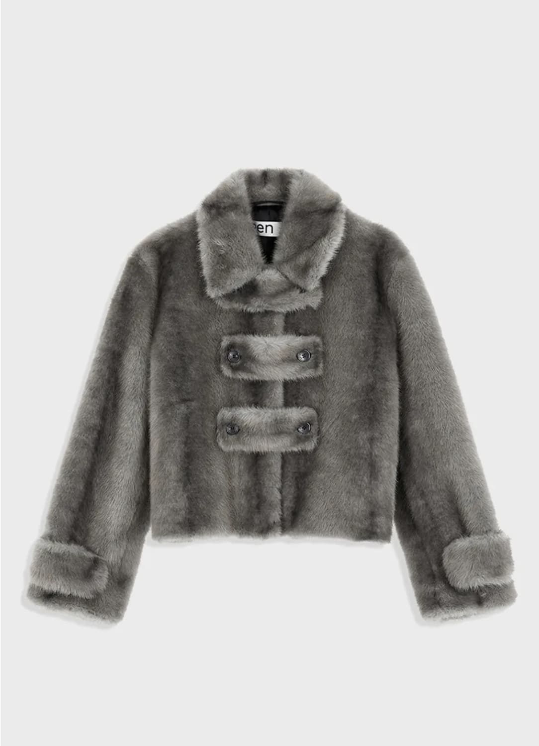 Open yy FAUX FUR TAB TOGGLE JACKET(GRAY) 상품이미지1