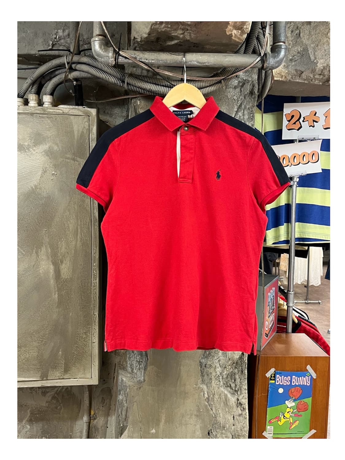  폴로 랄프로렌 배색 반팔 카라티 레드 L #csz3897 상품이미지1