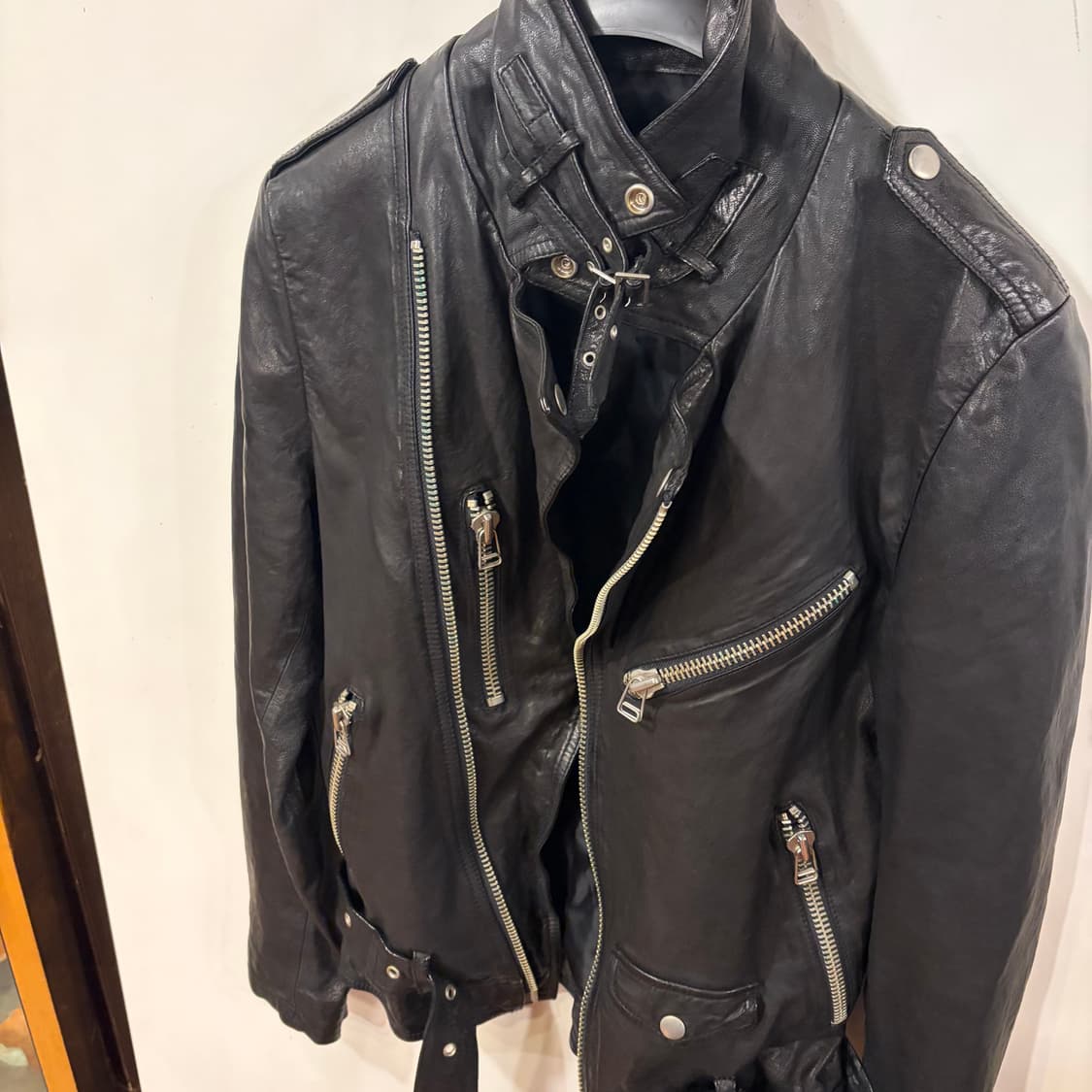 램스킨 사선 양가죽레더 자켓 상품이미지7