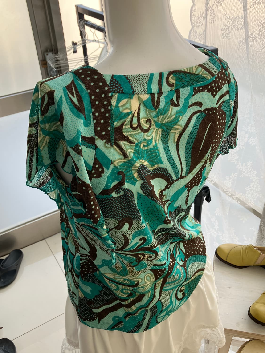teal oriental frill blouse 상품이미지4