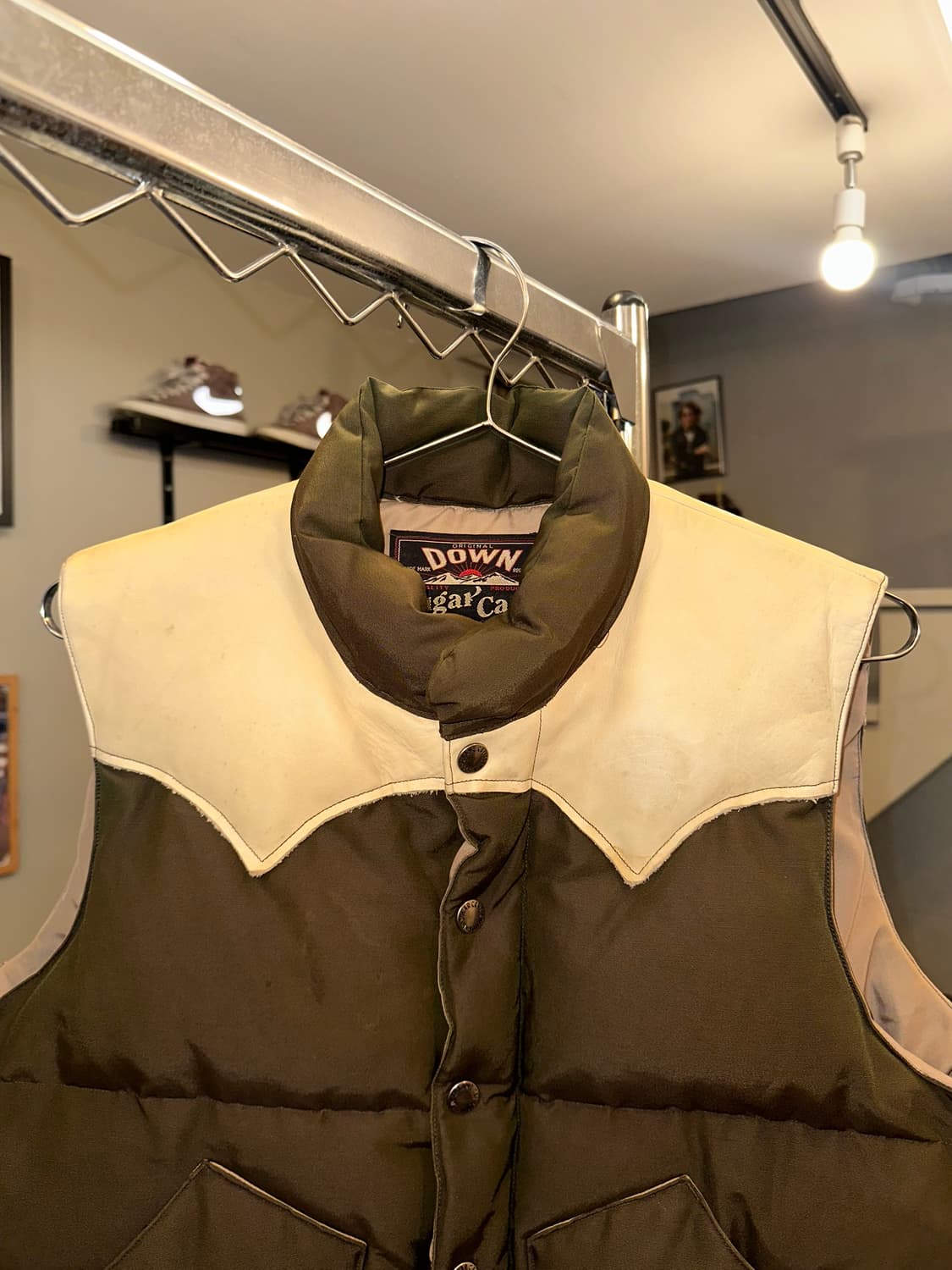 Sugar Cane leather yoke T/C down vest 상품이미지5