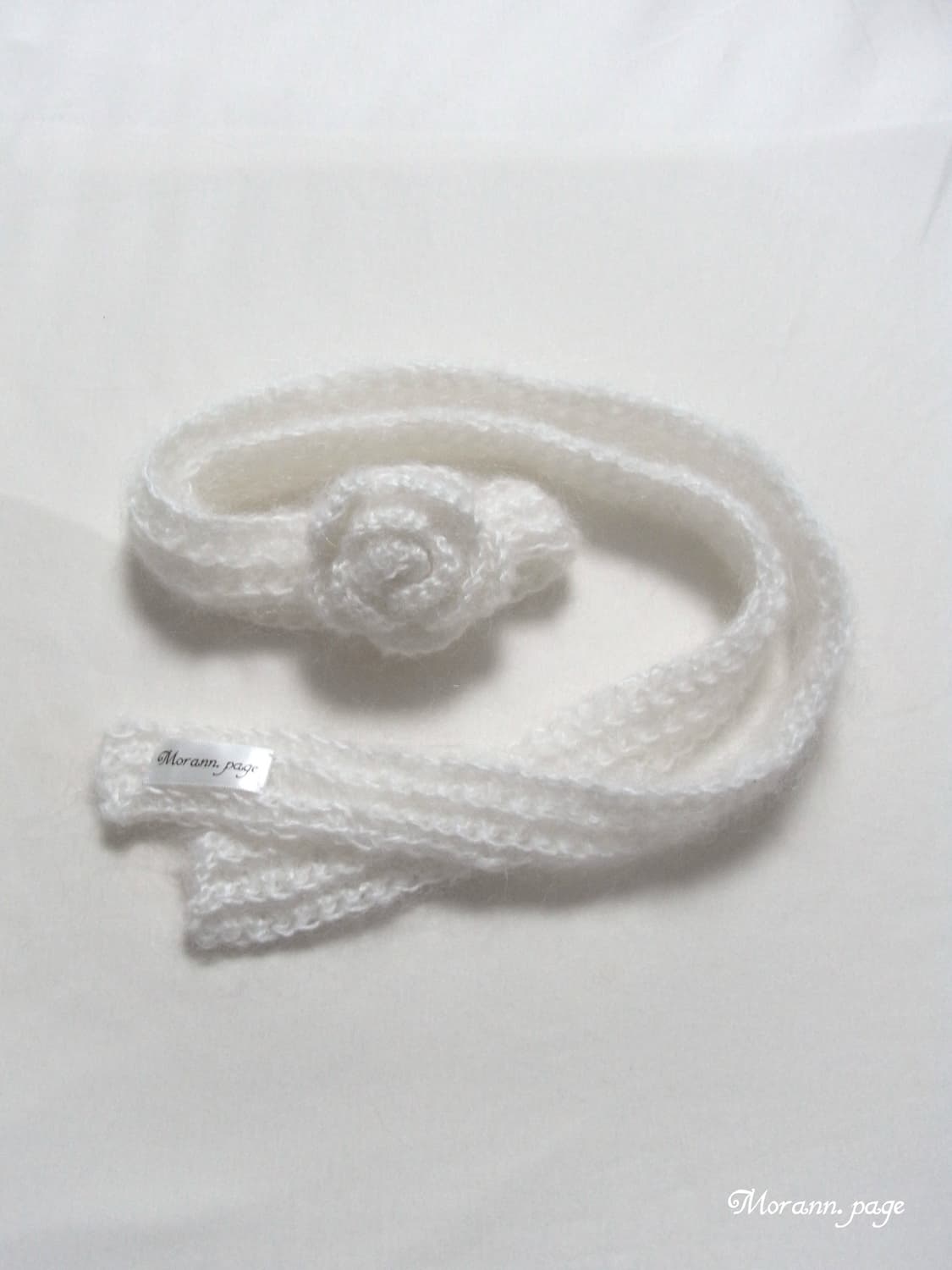 crochet mohair rose scarf white /small 상품이미지3