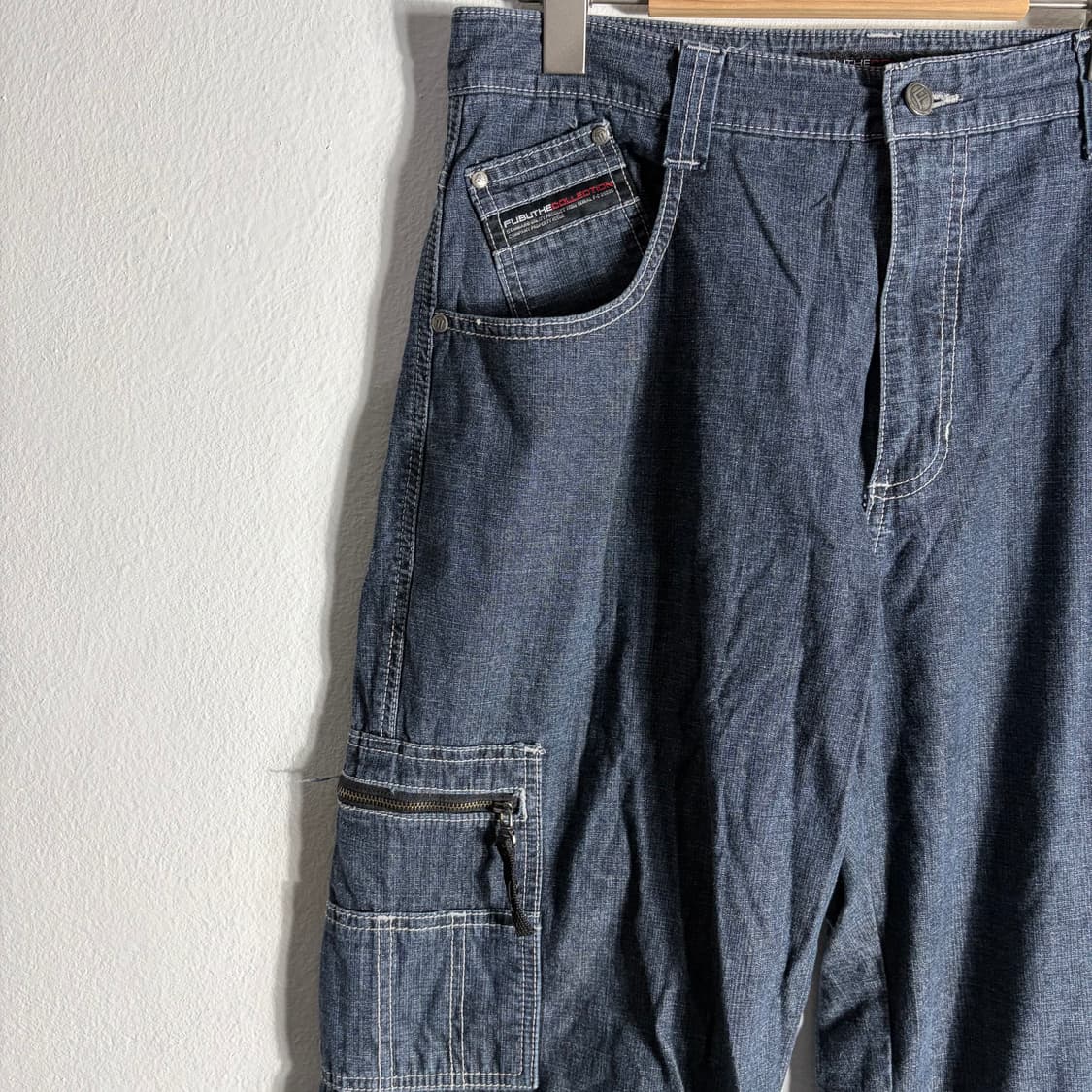 03s 후부 네이비 워싱 카고 지퍼 조절 데님 팬츠 상품이미지3