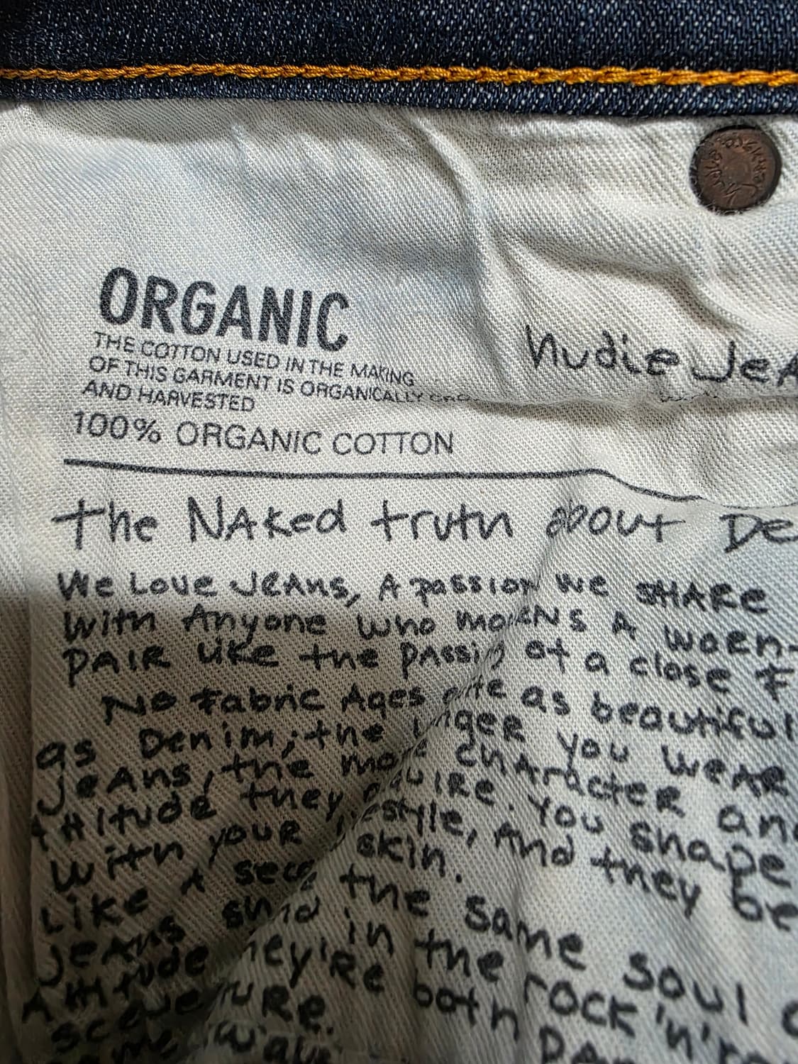 누디진 딥블루  워싱데님 팬츠w30 L32 100%오가닉코튼 상품이미지9