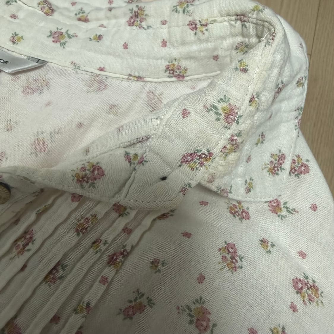 빈티지 모리걸 세트 핑크 가디건 잔꽃 블라우스 큐롯 팬츠 상품이미지9