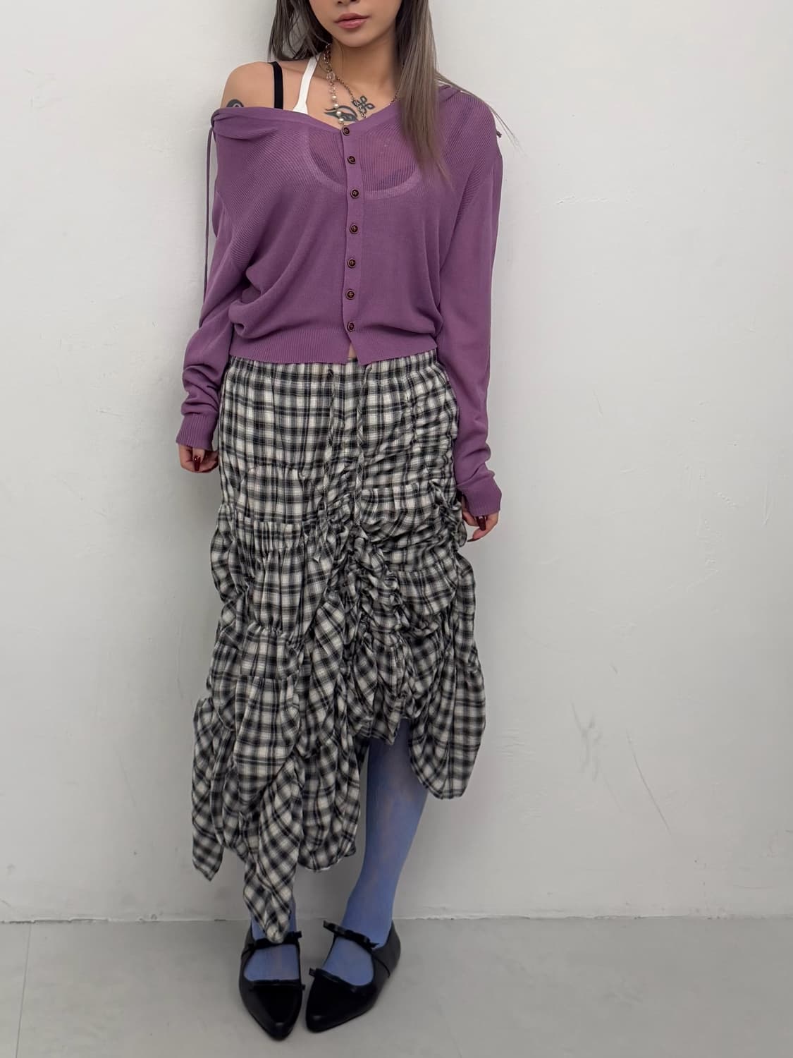 포도 루즈 후드 가디건 상품이미지3