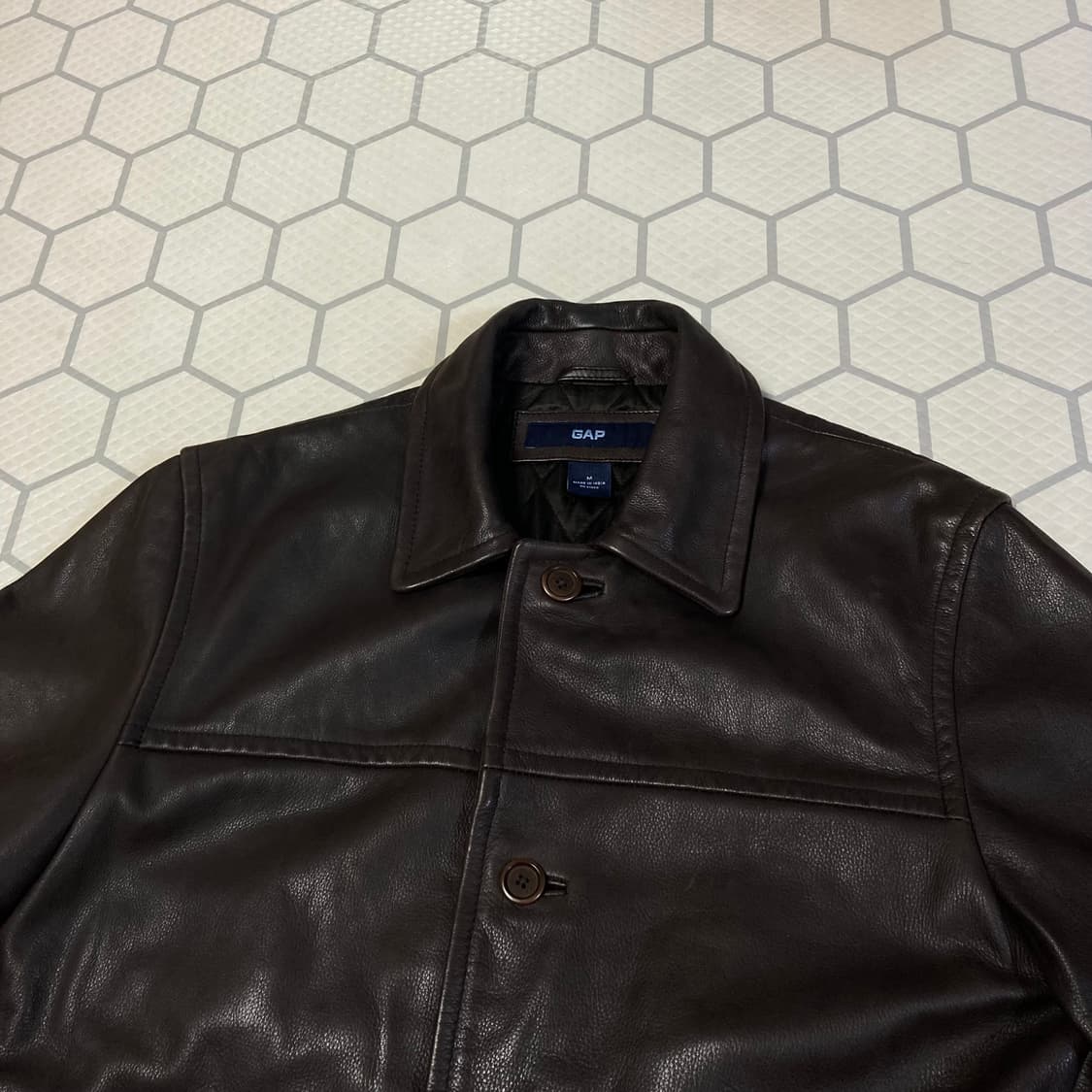 (M) 90s 갭 레더 카코트 다크 브라운 올드갭 상품이미지2