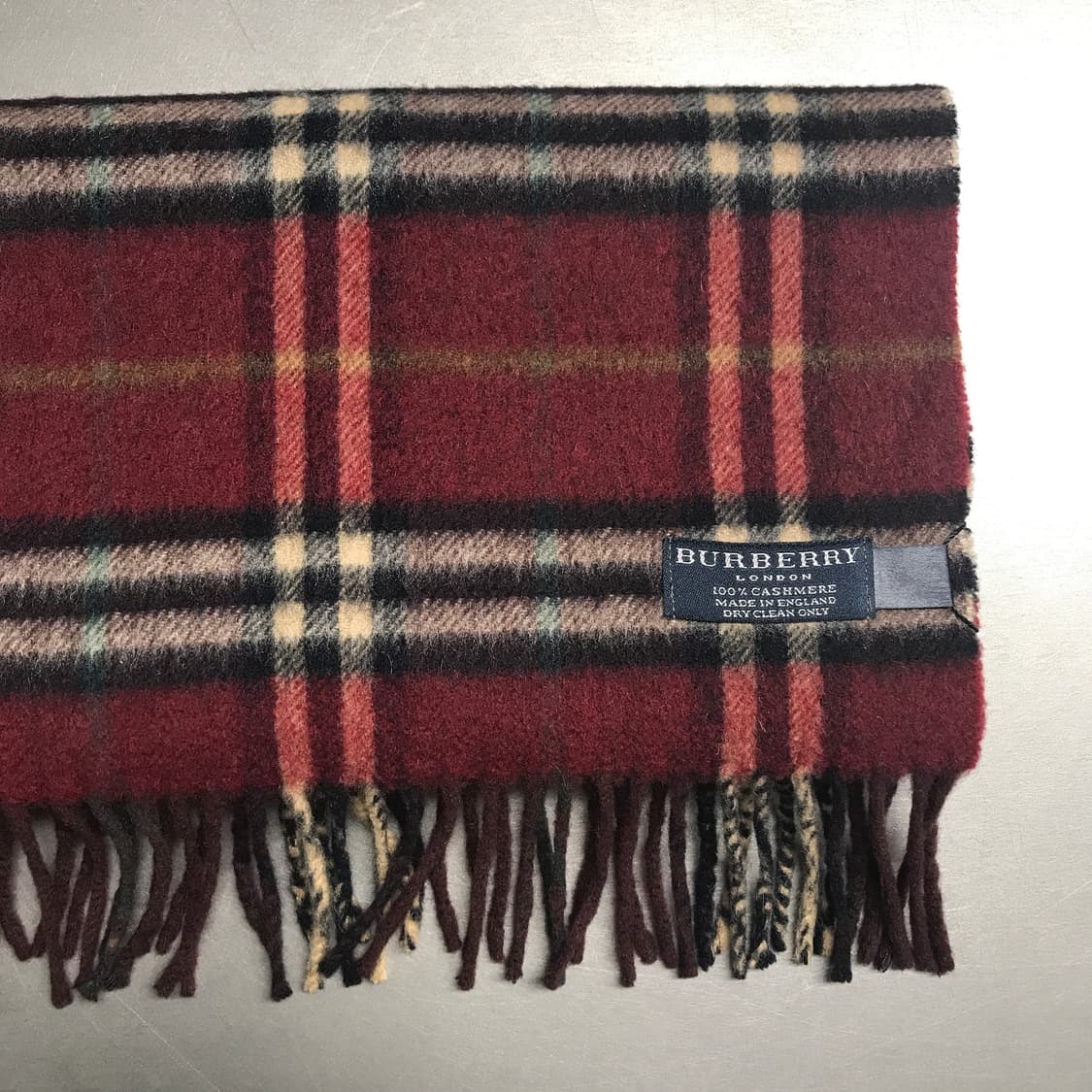 버버리 정품 캐시미어 머플러 버건디 상품이미지3