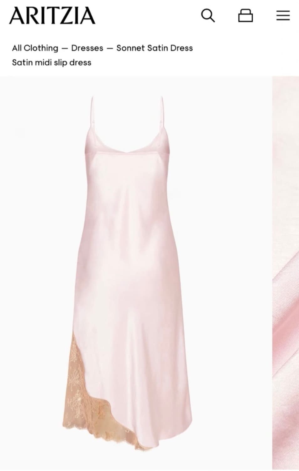 Aritzia Sonnet satin dress 상품이미지2