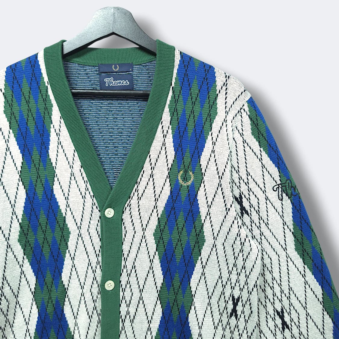 [S] 프래드페리 X 템즈(Thames) 콜라보 아가일 가디건 상품이미지3