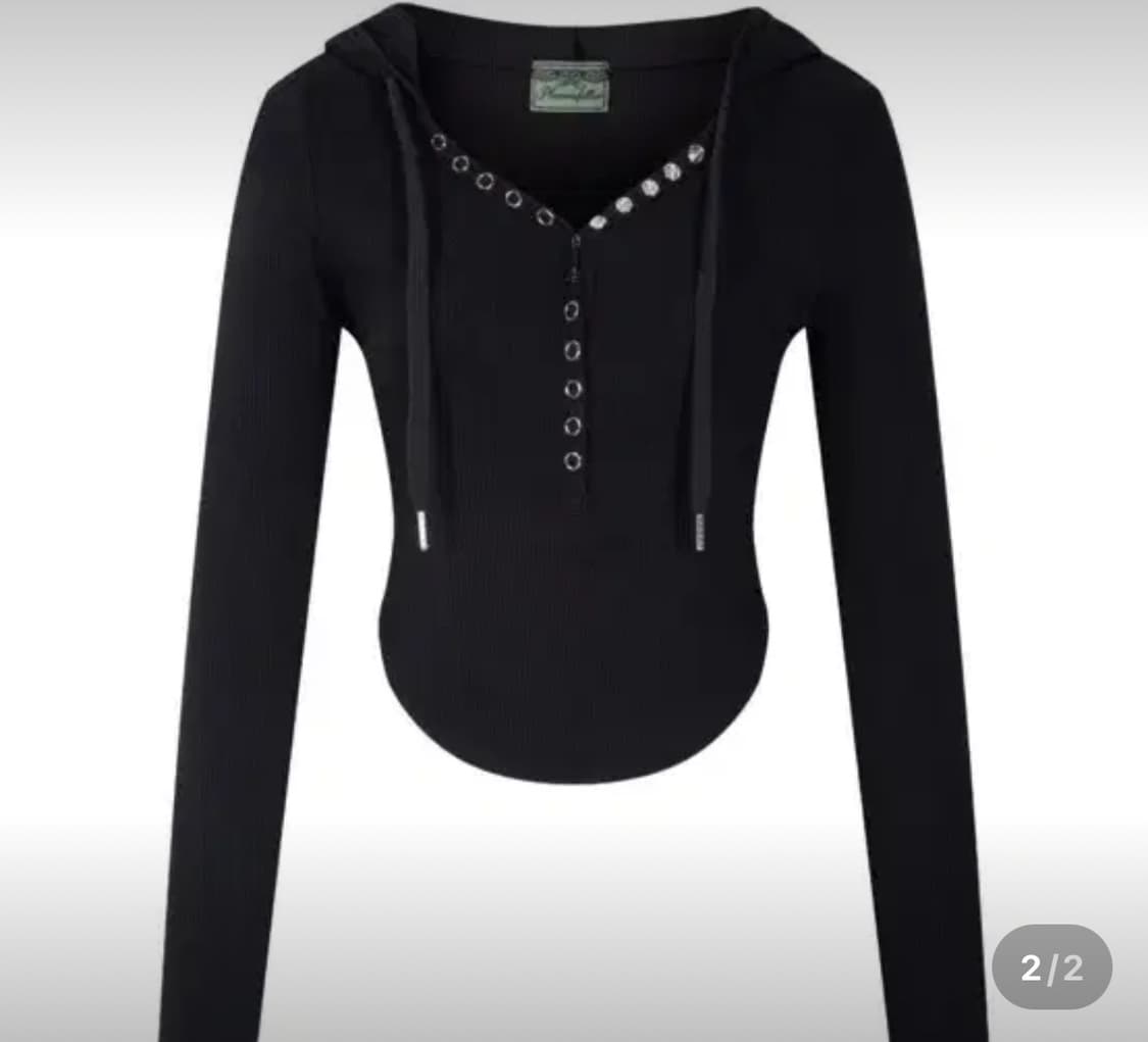 플리즈노팔로우 조이 리브드 스냅 후드 탑 상품이미지2