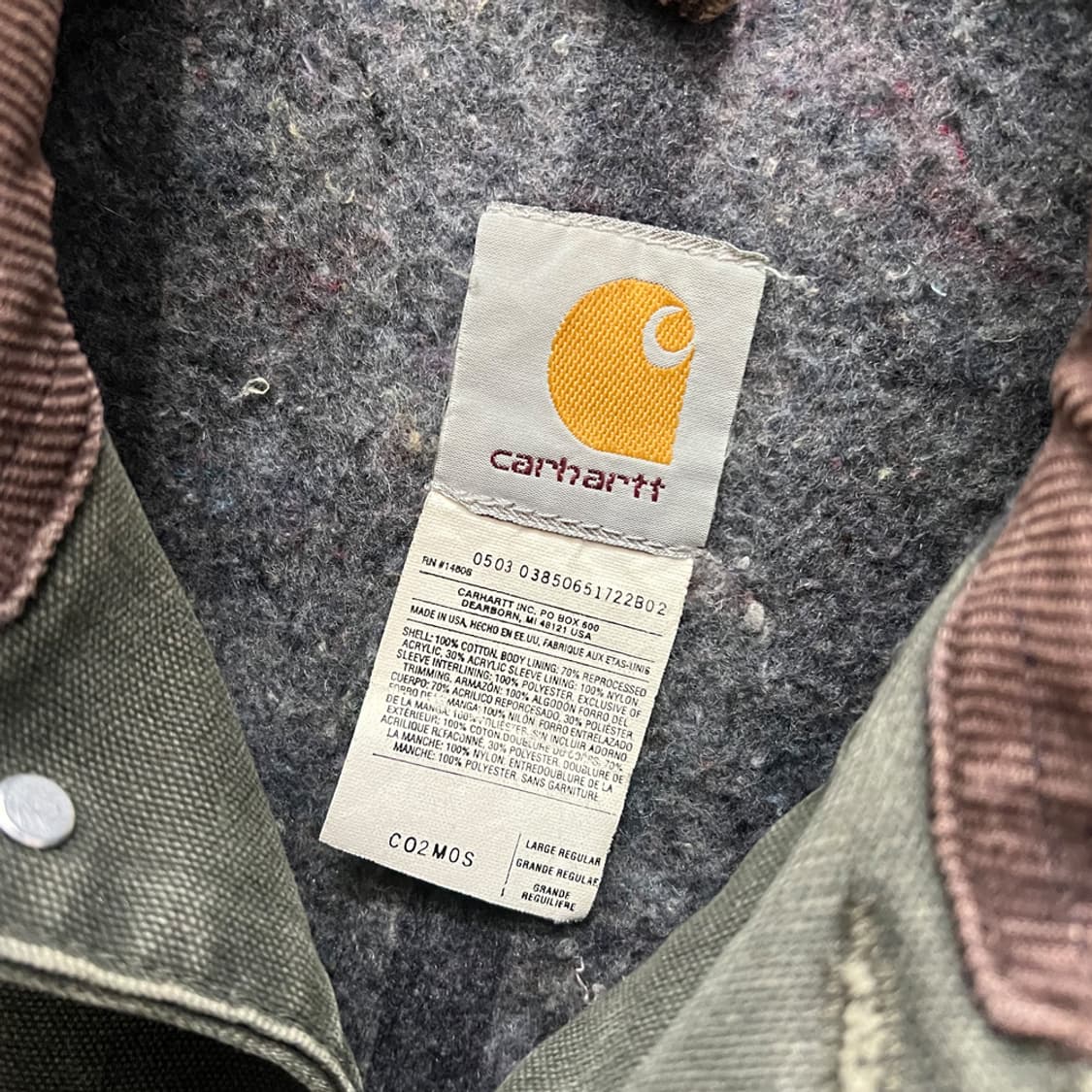 00s USA 칼하트 CO2 MOS 모스그린 초어 워크 자켓 L 상품이미지4