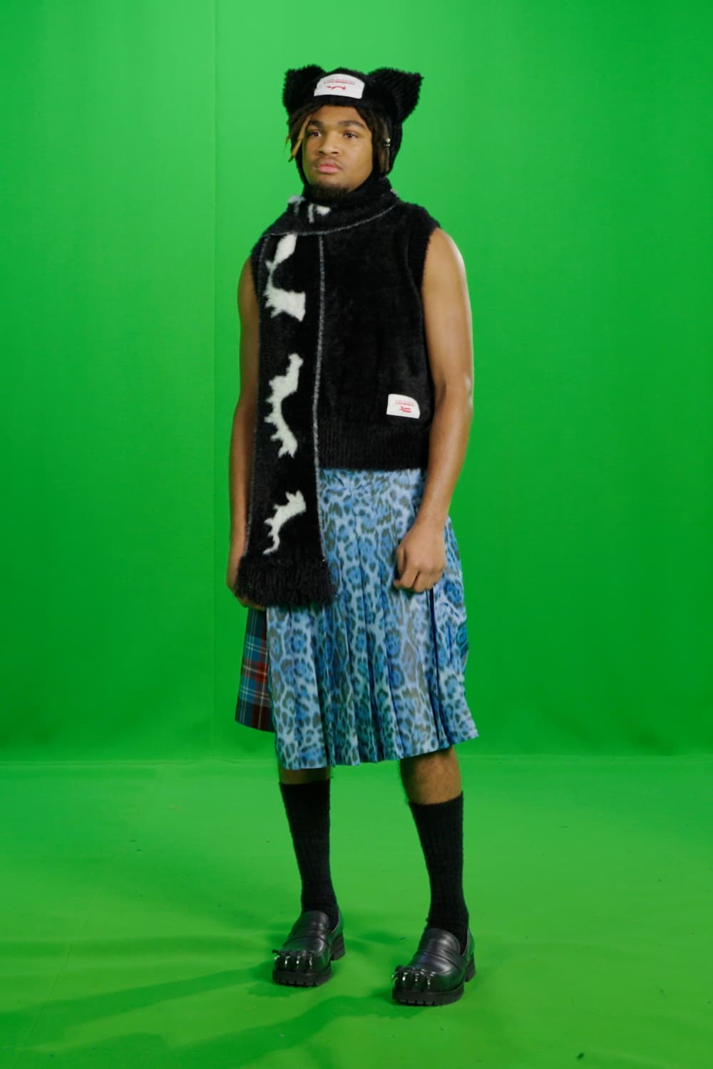 [M]찰스 제프리 러버보이 FLUFFY 머플러 베스트/블랙 상품이미지2