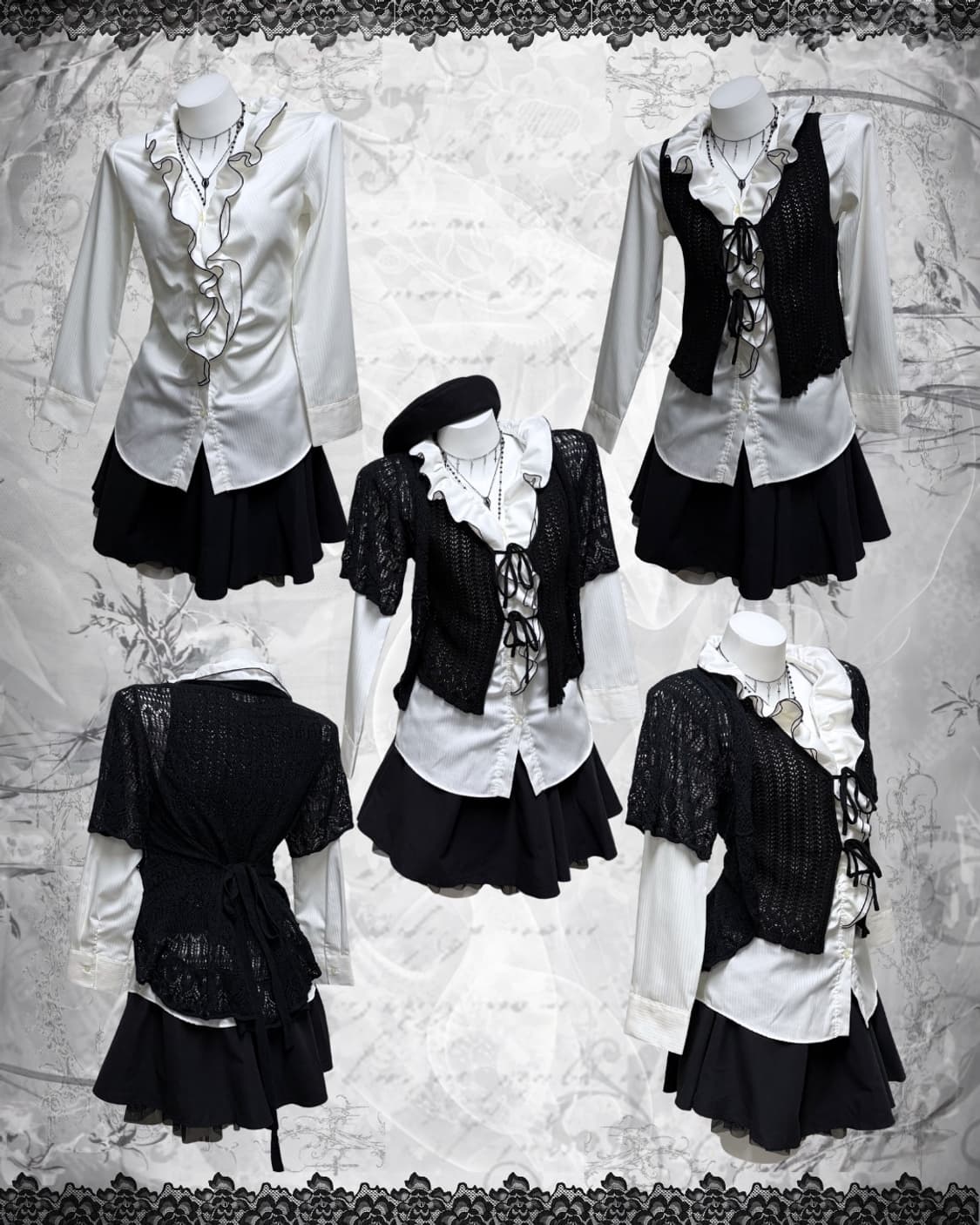 공겜여주 러플 블라우스 코디세트 4pcs 상품이미지2