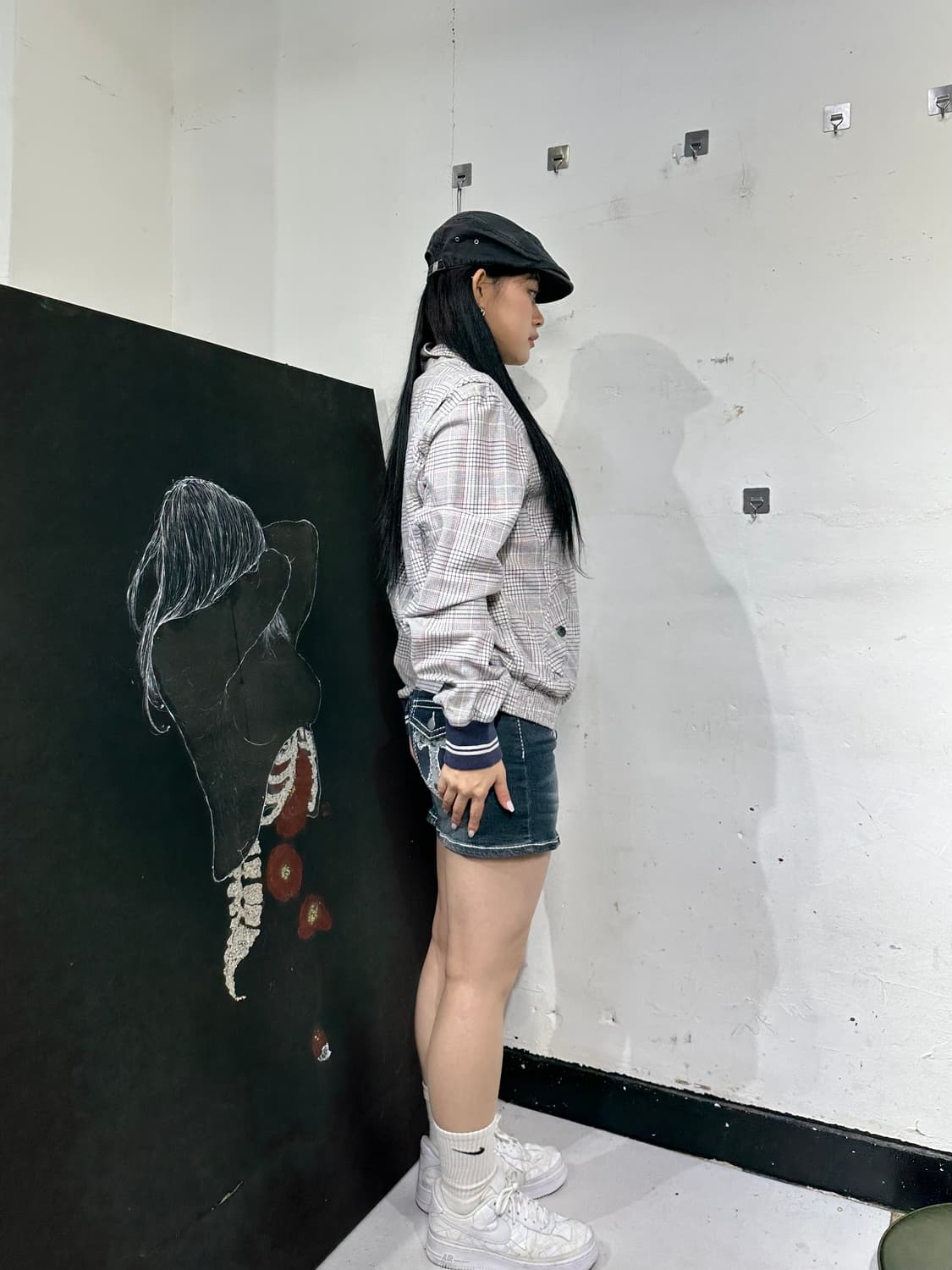 디젤 하이넥 투웨이 트단 체크 바스티 자켓 상품이미지2