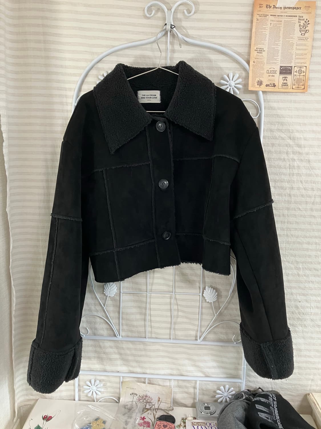 빈티지 블랙 크롭 무스탕 932 y2k 스트릿 갸루 펑키 일본빈티지 fa 상품이미지1