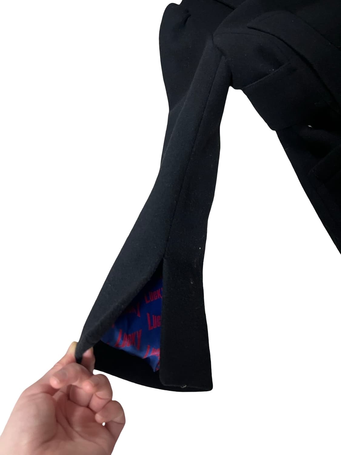 럭키슈에뜨 금장 더블 코트 블랙 상품이미지4