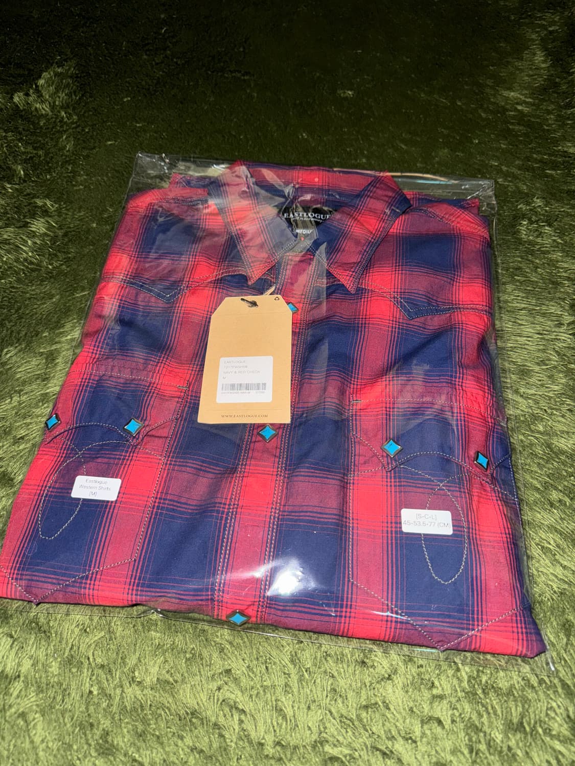 [M] 이스트로그 타탄 체크 웨스턴 셔츠 레드 네이비 상품이미지10