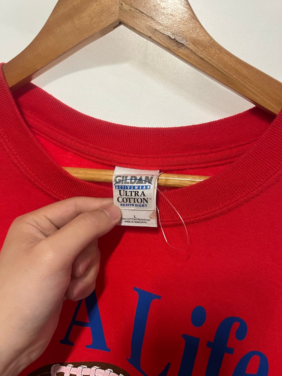 2000s Gildan 길단 빈티지 풋볼 프린팅 레드 반팔 티셔츠 상품이미지3