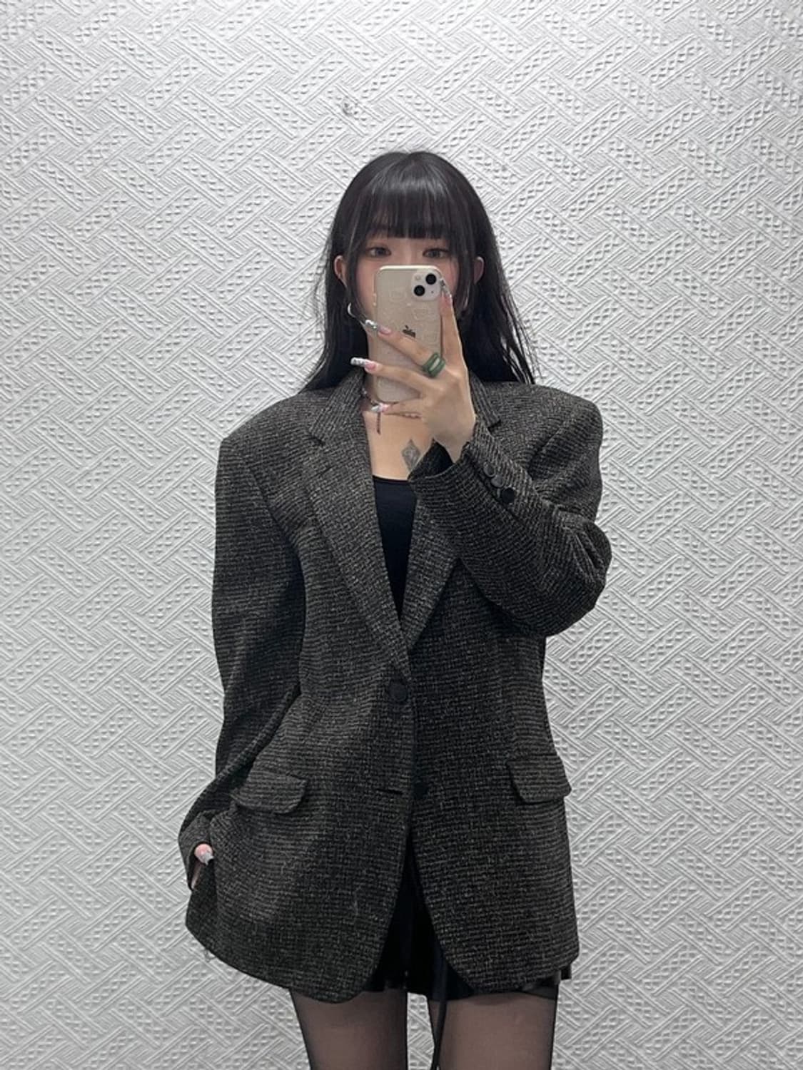 입생로랑 모던시크 헤링본 트위드 울 블레이저 자켓 100 C12591 상품이미지1