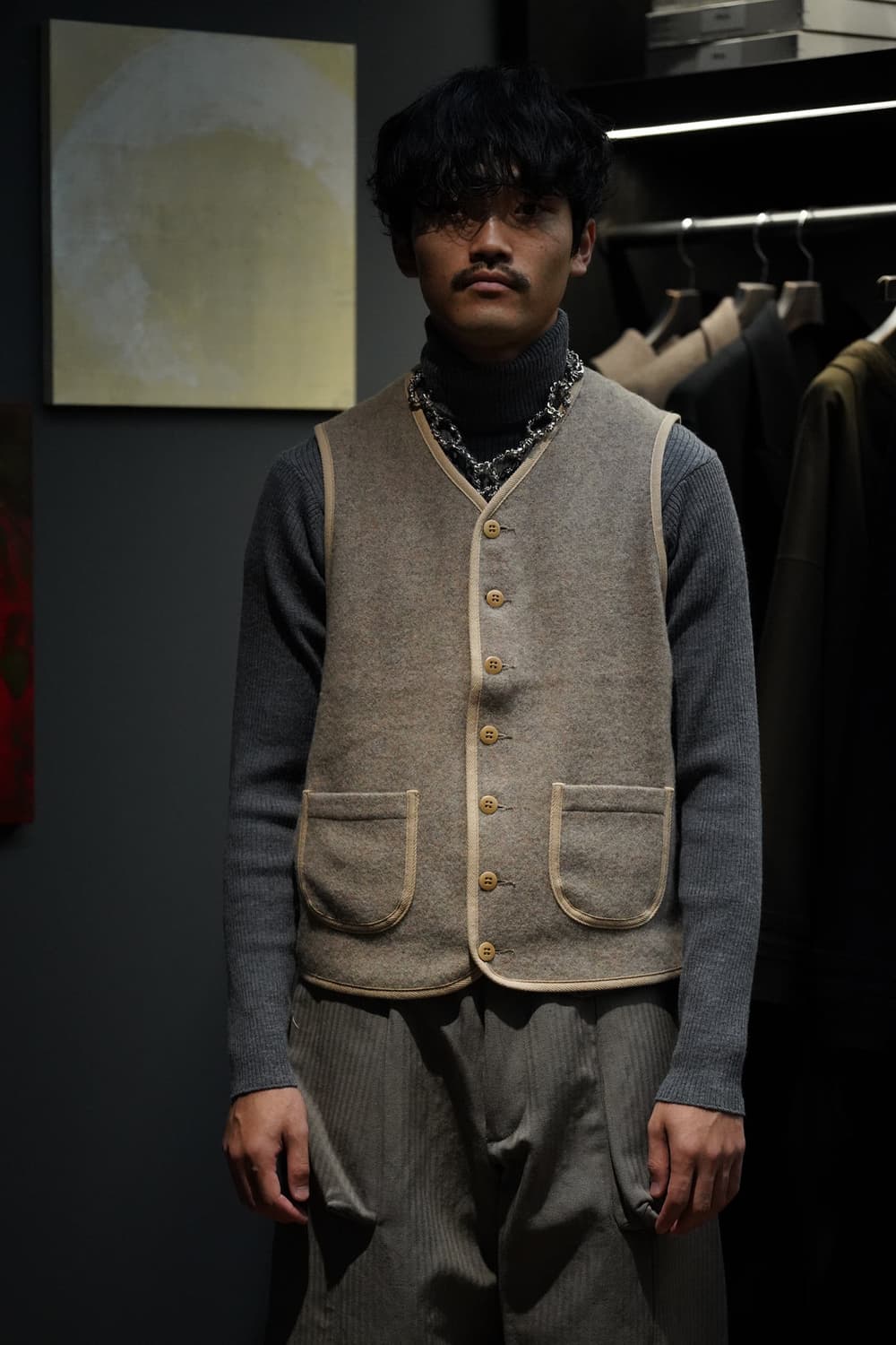 타이가 타카하시 LOT 109 블랭킷 베스트 베이지 40사이즈 상품이미지4