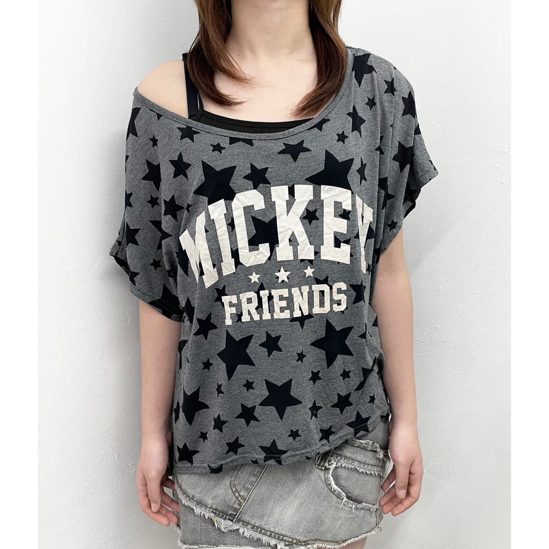 갸루 스타 루즈 레터링 탑 상품이미지1