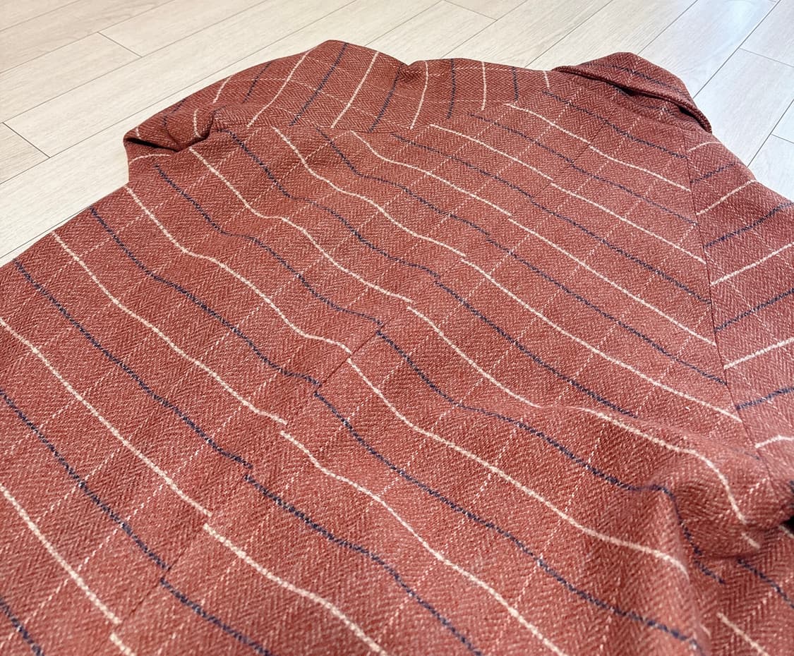 브라운헤링본 체크 롱코트(L) 상품이미지4