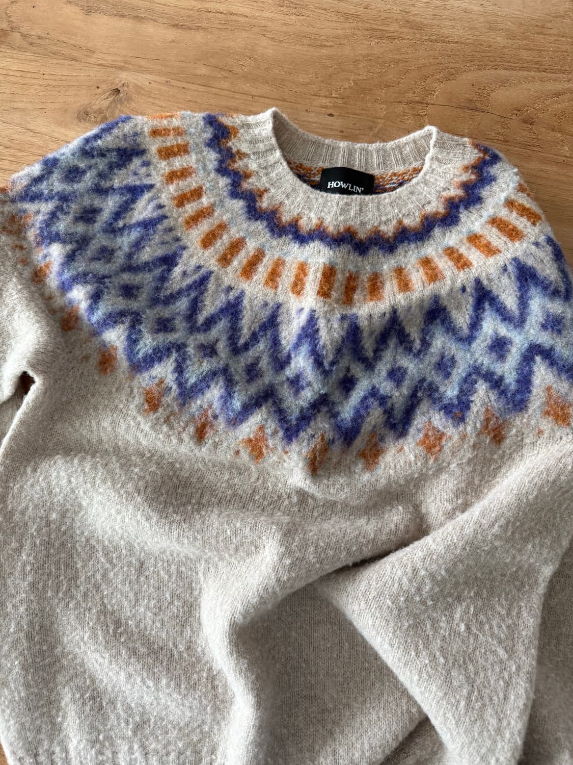 하울린 울 100% 오트밀 패턴 니트 상품이미지1