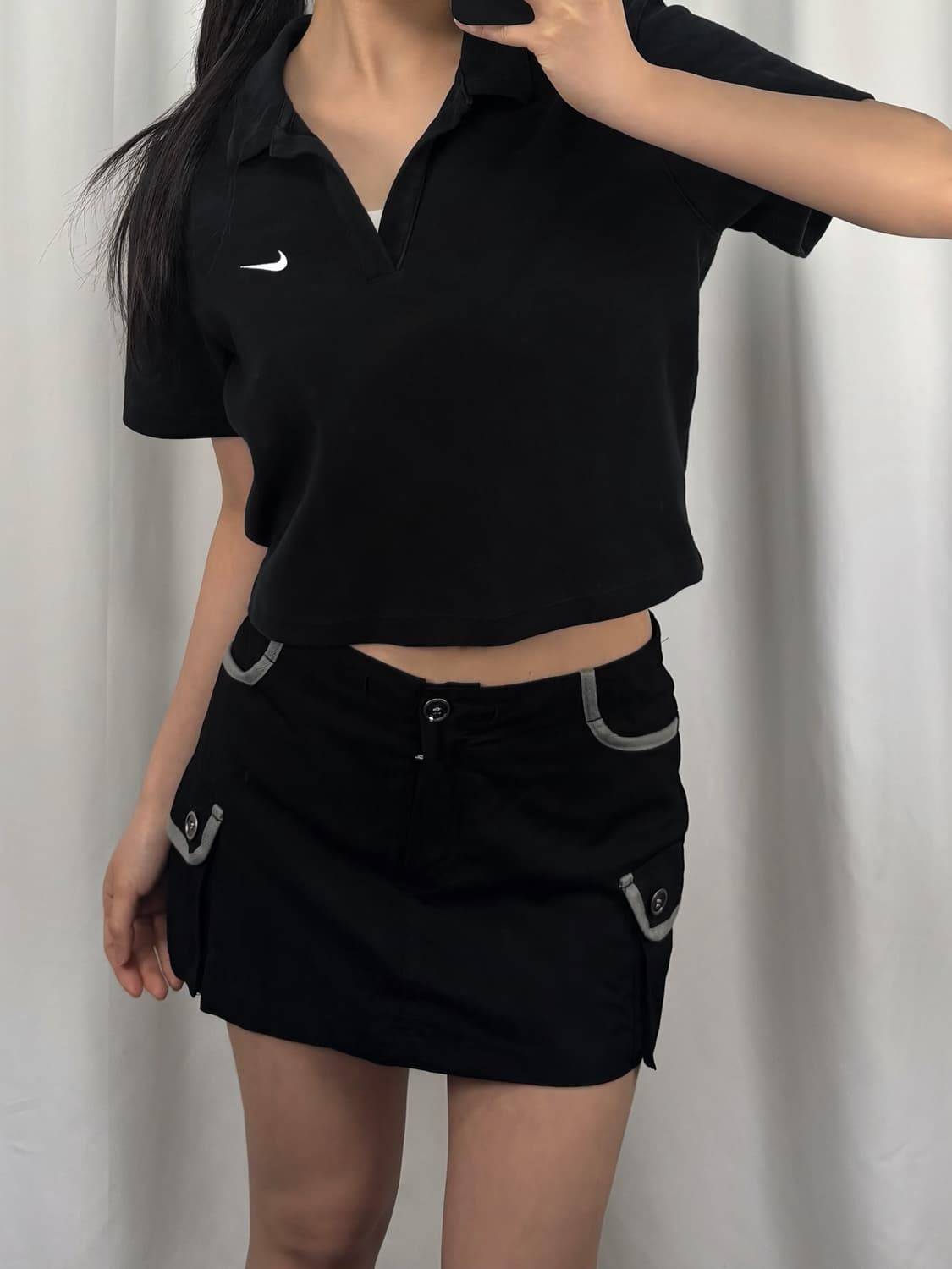 나이키 오픈 카라 크롭 반팔 상품이미지4