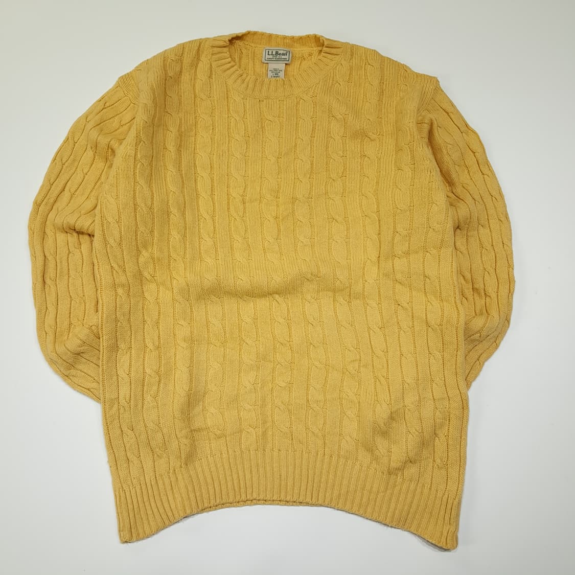 CL353 L 엘엘빈 90s 00s 램스울 케이블 옐로우 니트 스웨터 상품이미지1